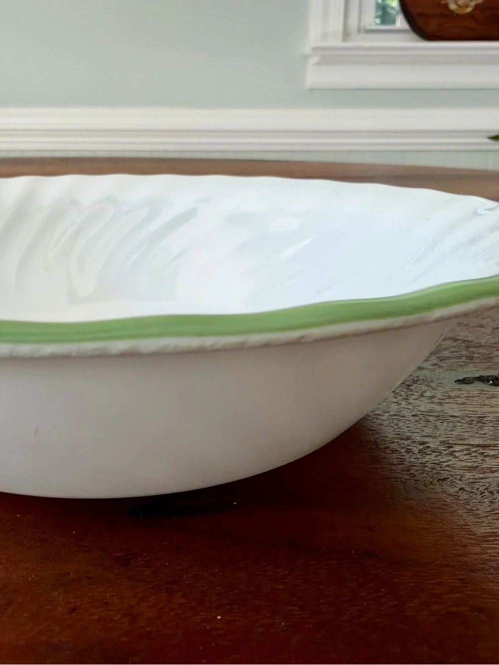 CORELLE CHUTNEY SOUP CEREAL BOWLS LOT OF 5 SWIRL GREEN RIM USA